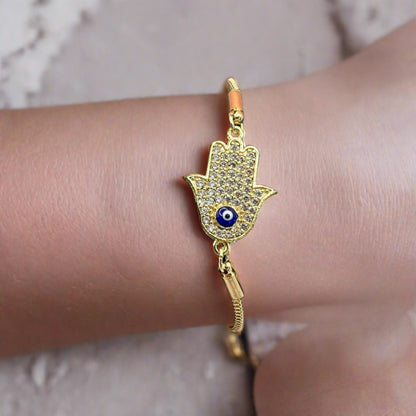 Hamsa adjustable gold bracelet