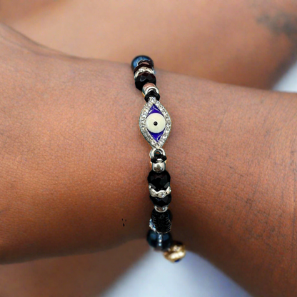 Evil eye black adjustable bracelet