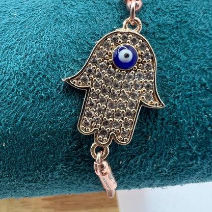 Hamsa yellow gold adjustable bracelet