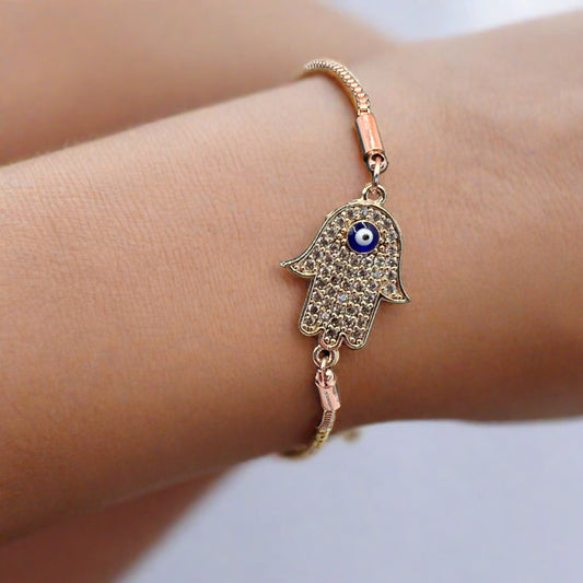 Hamsa yellow gold adjustable bracelet