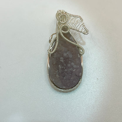 Grape agate silver pendant