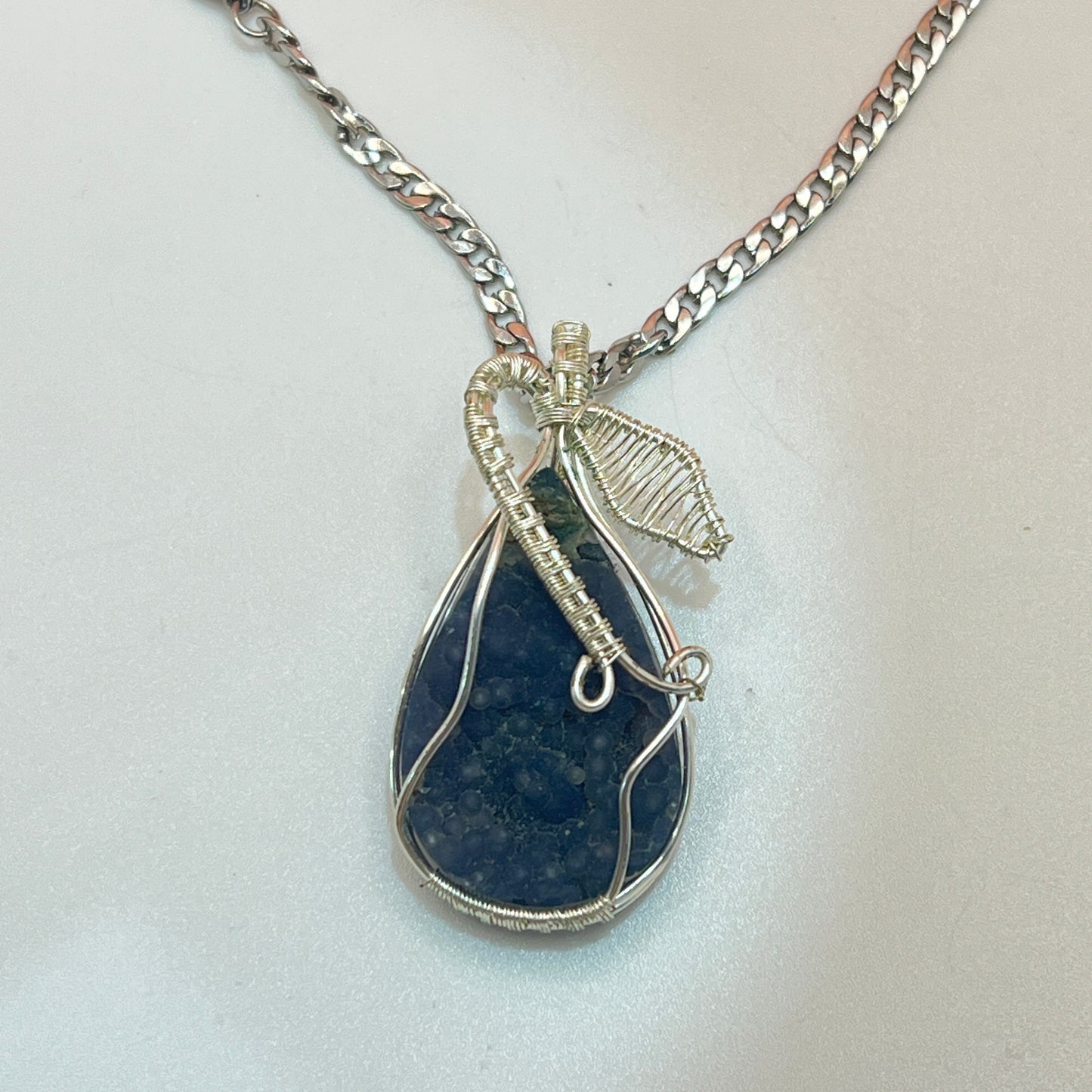 Grape agate silver necklace