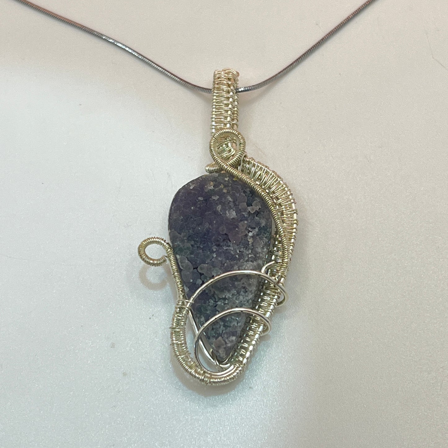 Grape agate silver necklace