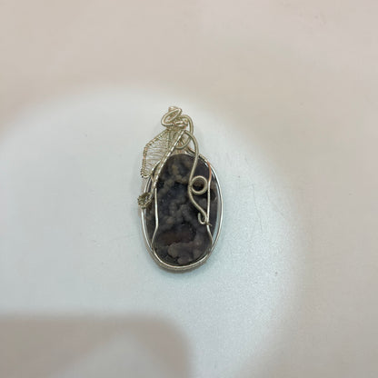 Grape agate silver pendant