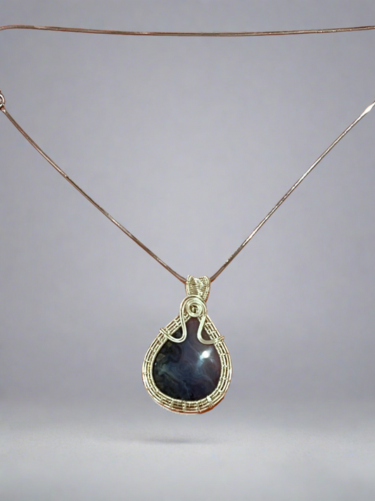 Purple Moss Agate silver necklace