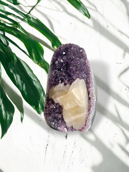 Amethyst with Calcite