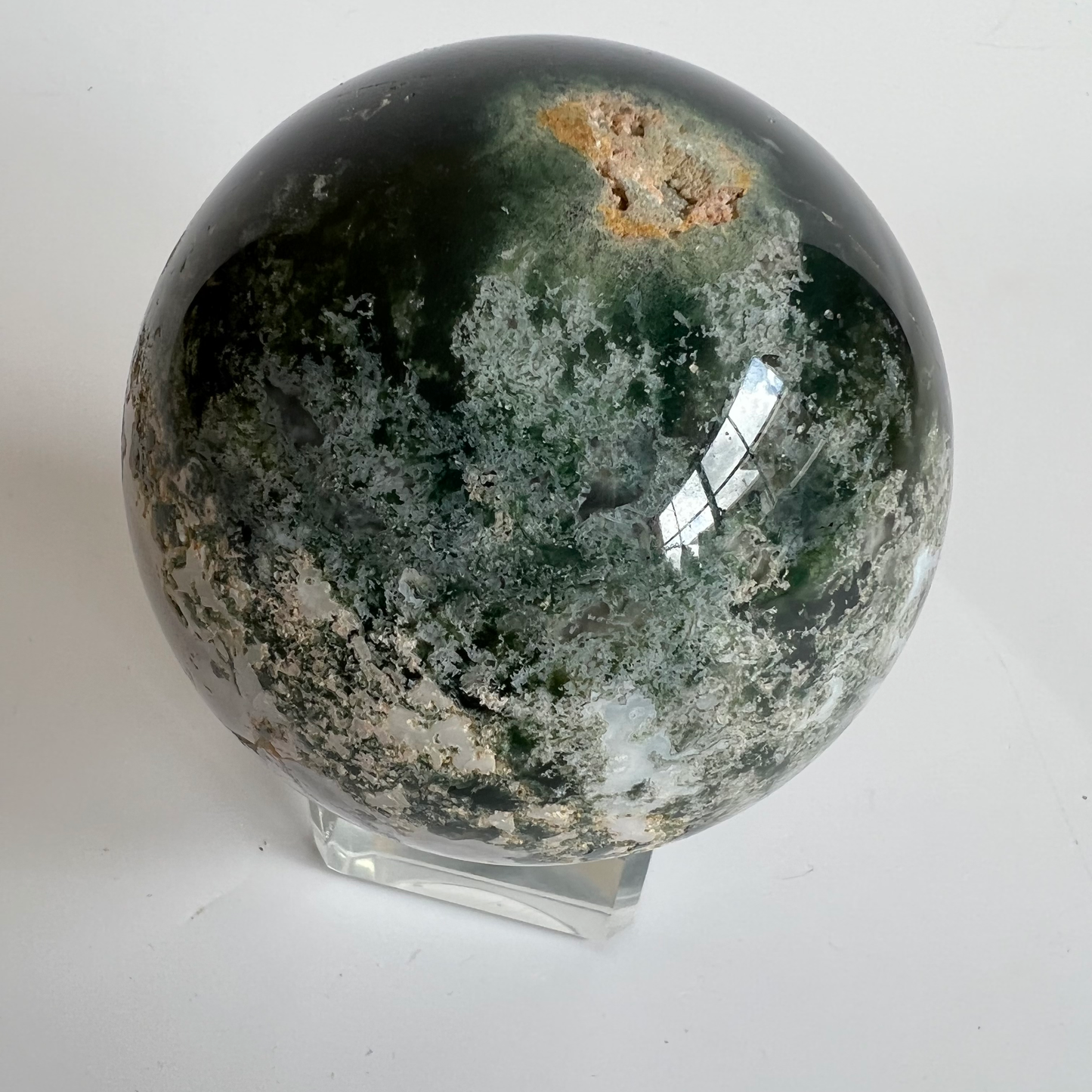 Moss agate sphere