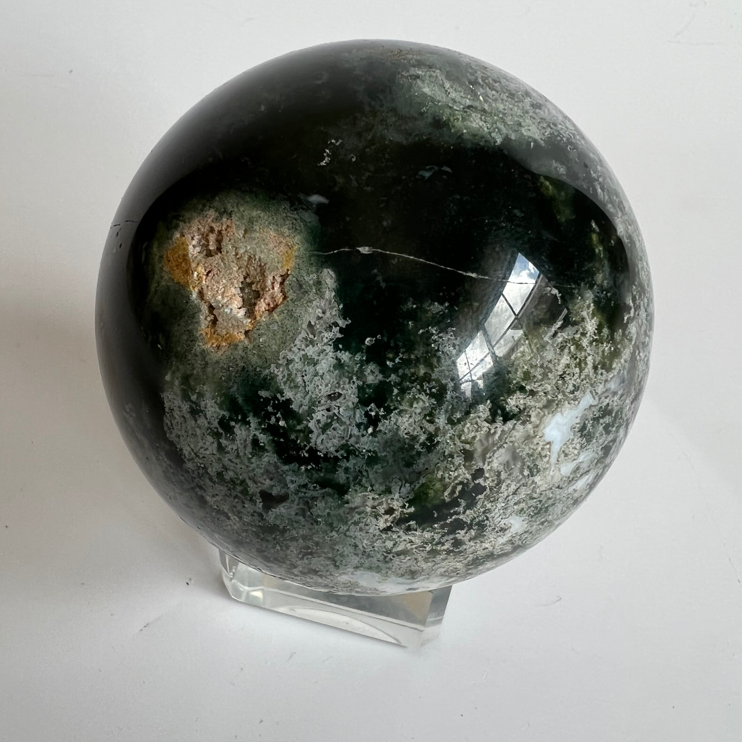 Moss agate sphere