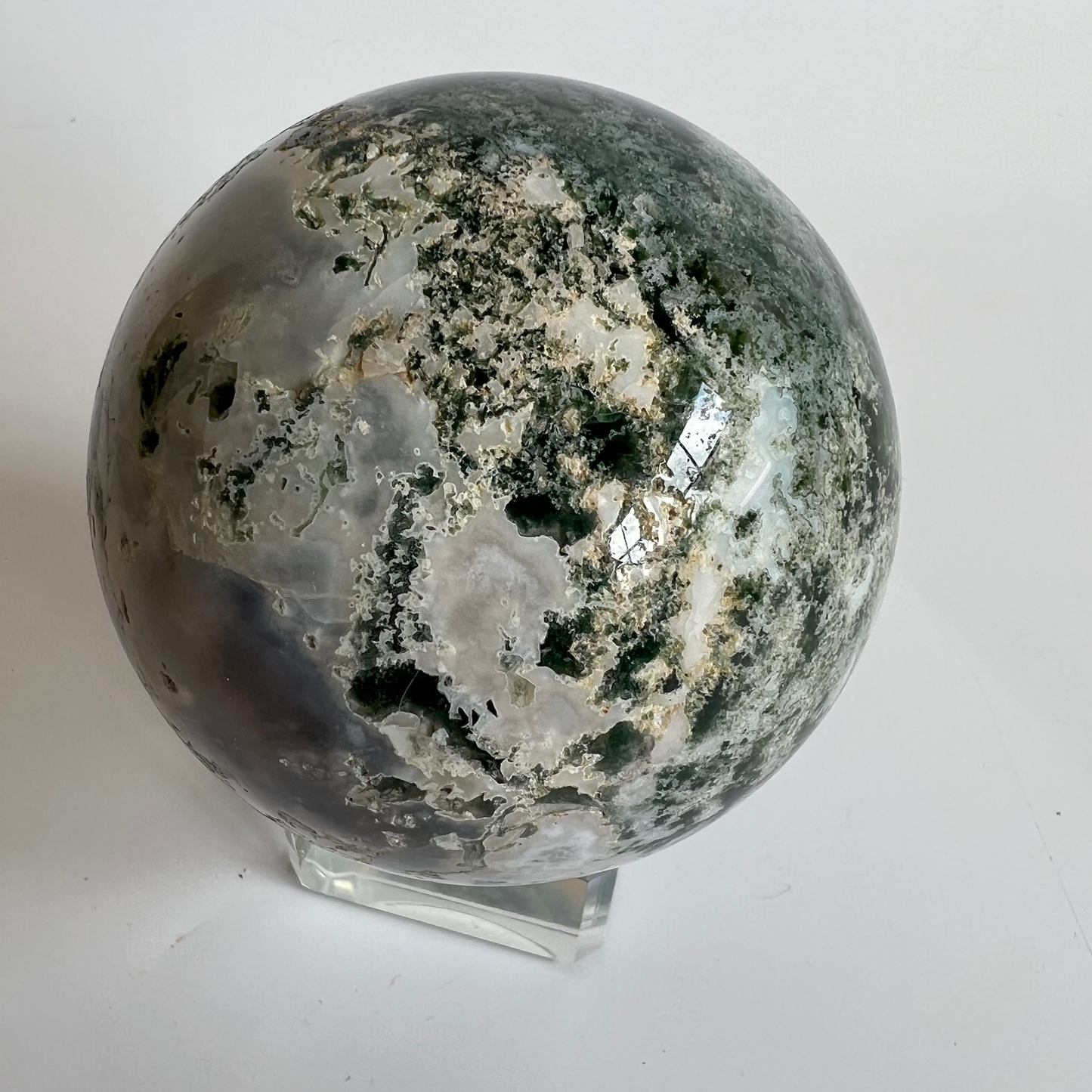 Moss agate sphere